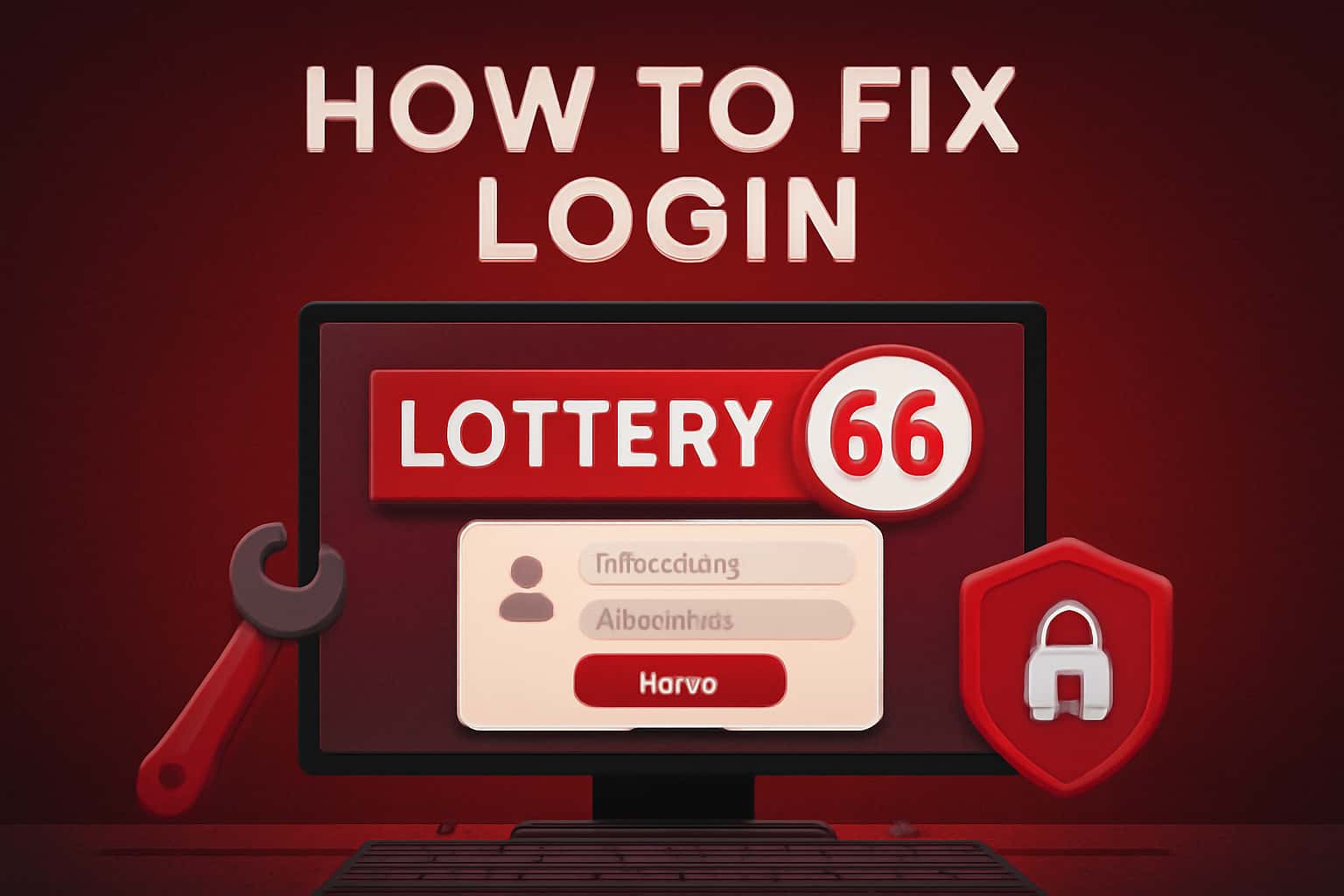 Informational scene illustrating how to fix login issues for Lottery 66.