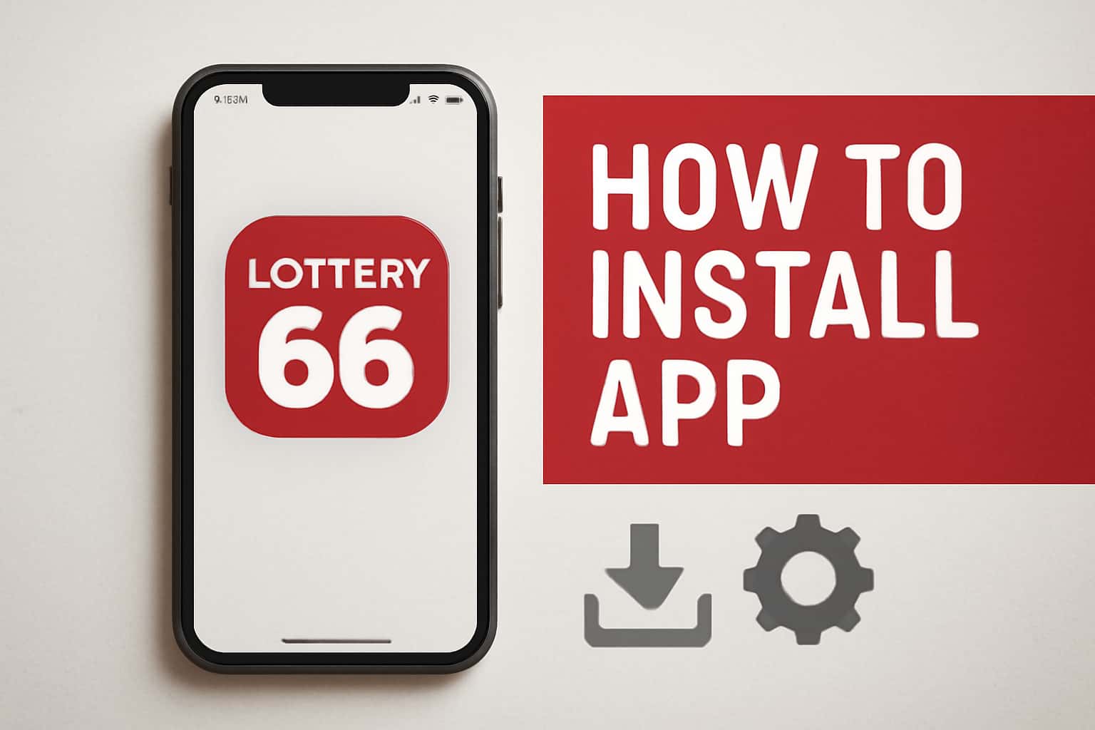 Informative scene depicting the installation process of the Lottery 66 App.