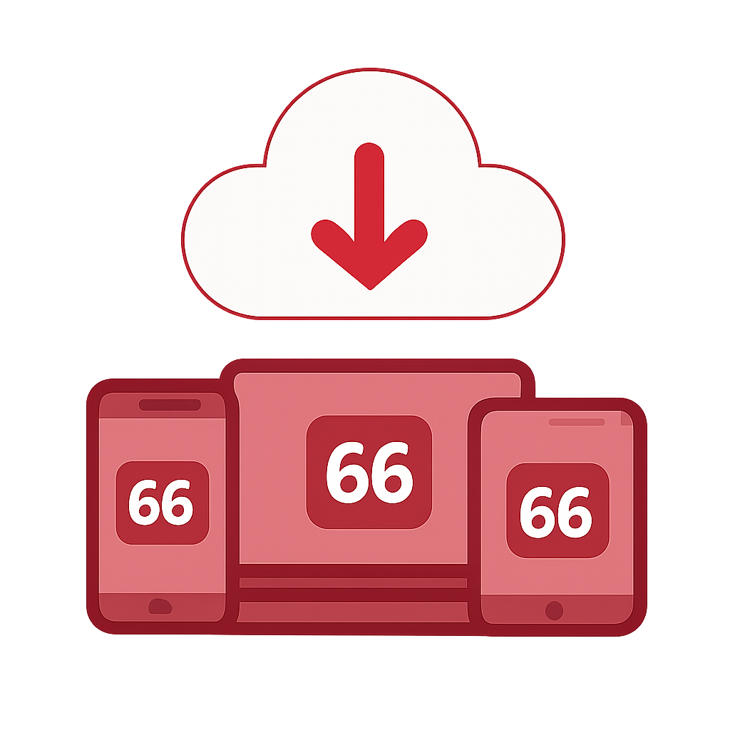 Diagram explaining Lottery 66 installation on Android.