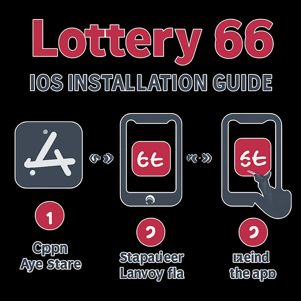 Illustration explaining key points of the Lottery 66 iOS Installation Guide.